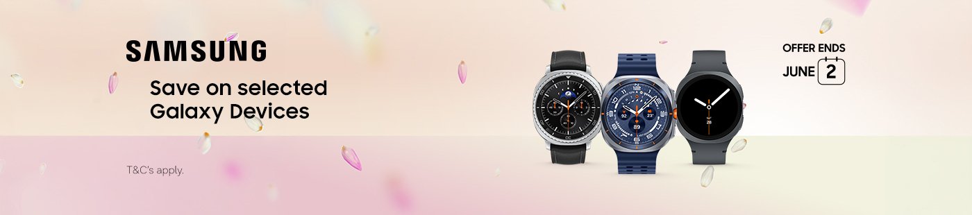 Samsung. Save on selected Galxy devices. Offer ends june 2.
