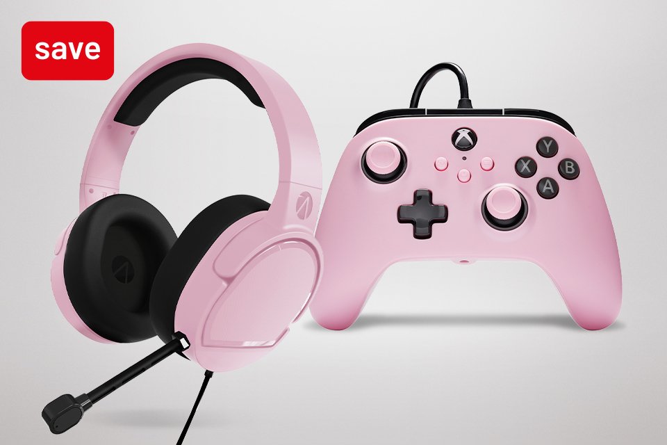 Buy the Blush Pink PowerA Xbox wired controller and matching Stealth panther gaming headset for only £35.