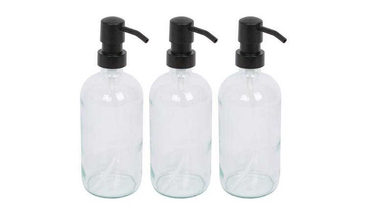 Harbour Housewares Glass Soap Dispensers  - Clear - Pack of 3
