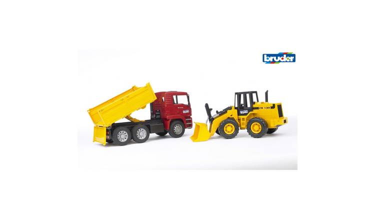 Bruder 1:16 MAN TGA Construction Truck and Road Loader FR 13 - Yellow