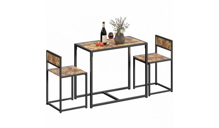 HOMCOM 3 Piece Rectangular Dining Table and Chairs Set - Rustic Brown