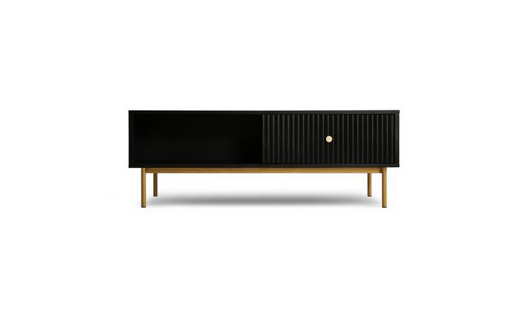 HomeGardenDirect Devon Fluted Rectangular Coffee Table with Drawers - Black