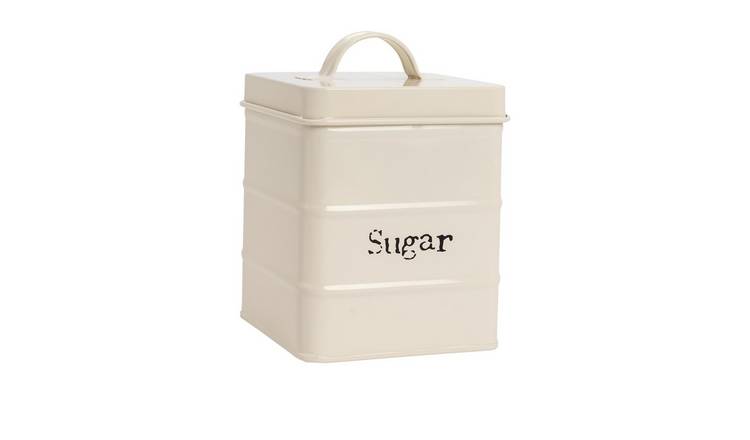 Harbour Housewares Vintage Metal Kitchen Sugar Canister - Cream