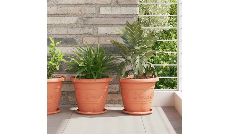 Walplus Pack of 6 Plastic Plant Pot - Brick Red - 26 x 26 x 21.5 cm