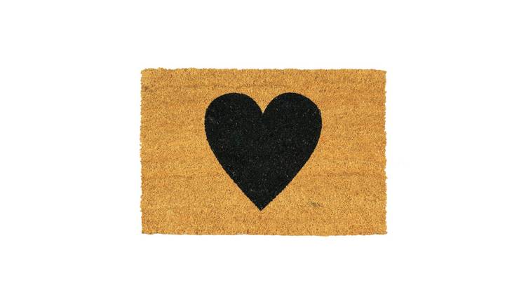 Nicola Spring Coir Door Mat - Black Heart
