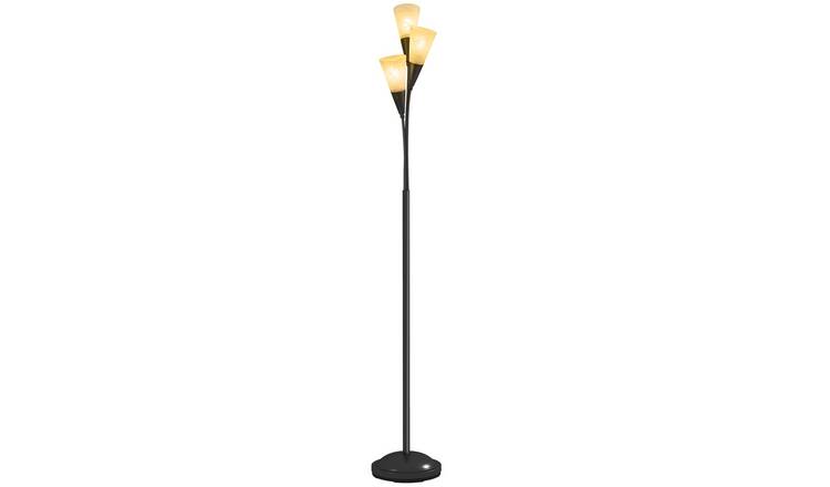 HOMCOM 3-Light Steel And Glass Floor Lamp - Black
