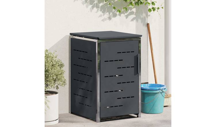 Walplus Stainless Steel Wheelie Bin Store - Anthracite - 77.5 x 69 x 112.5 cm