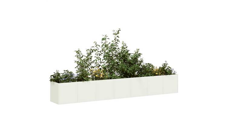 Walplus Steel Garden Planter - White - 280 x 40 x 40 cm