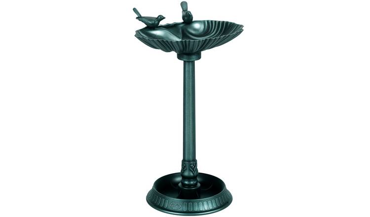 Outsunny Bird Bath with 2 Decorative Birds and Flower Planter Base - Green