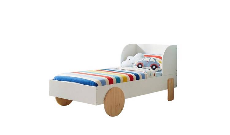 Noa & Nani Jonas Toddler Car Bed -  White & Natural Pine