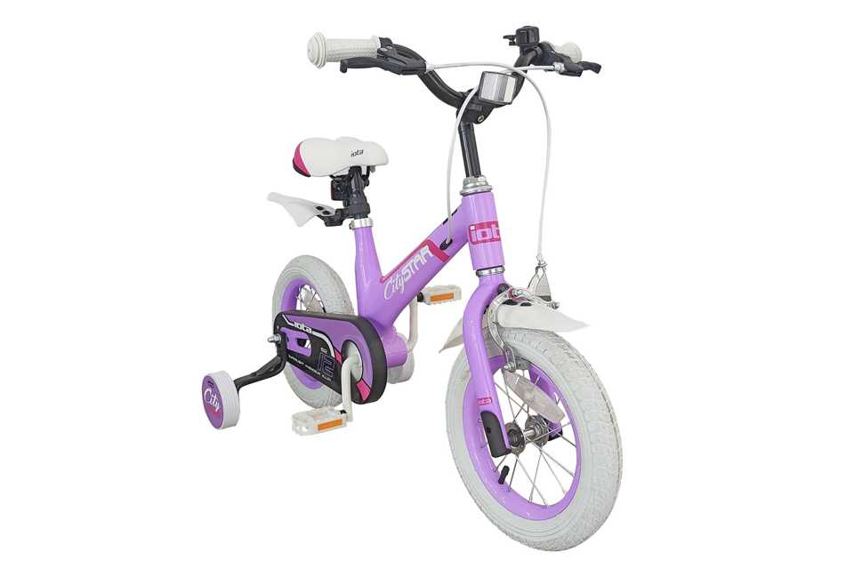Purple bike with stabilisers.