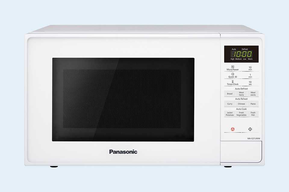 A Panasonic 800W standard 20L white microwave.