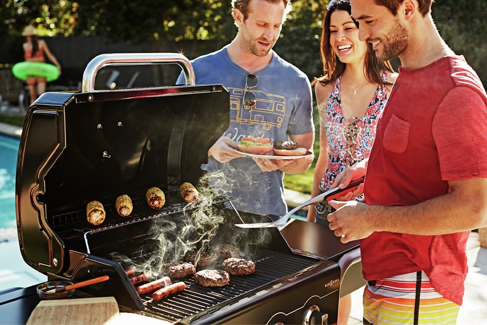 Char-Broil 3 burner gas and charcoal BBQ.
