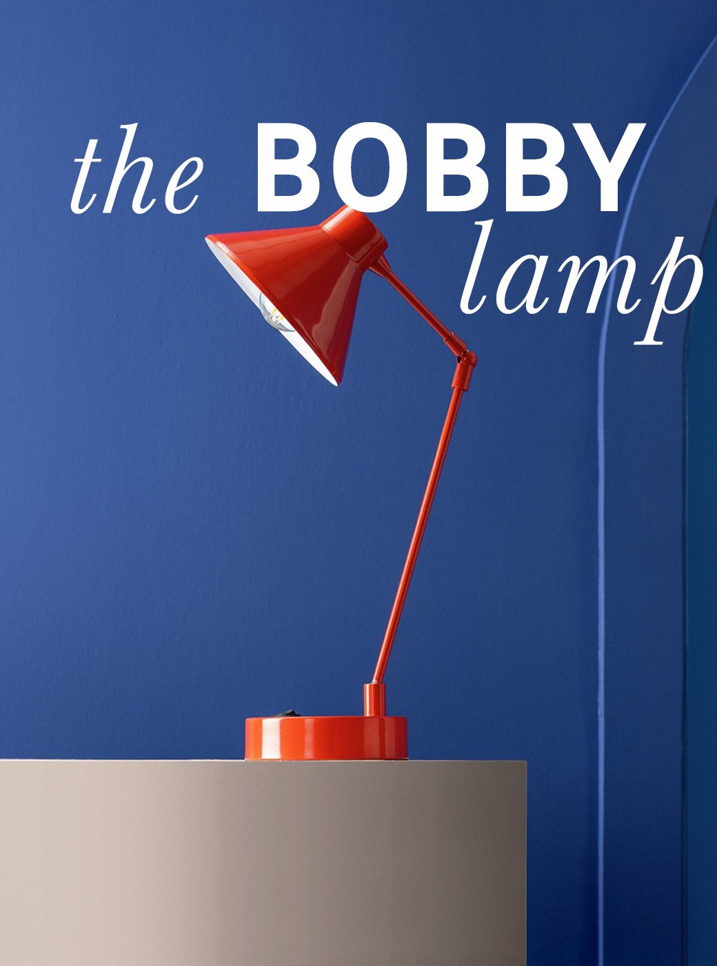 Red bobby table lamp.