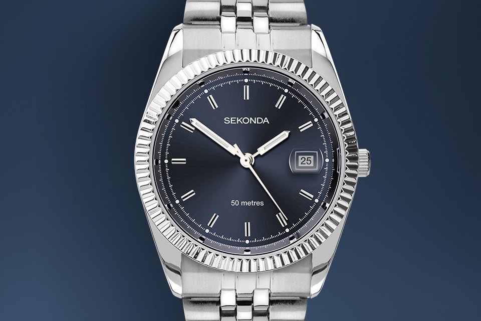 Sekonda gents blue dial bracelet watch.