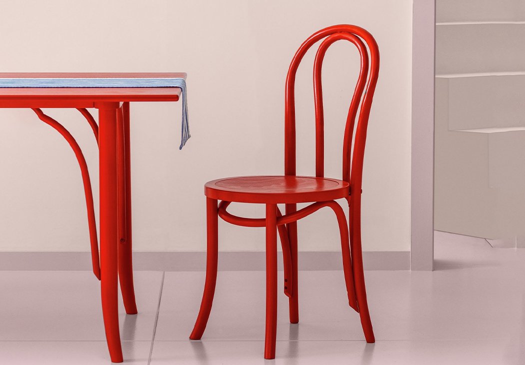 Red larsa dining chairs.