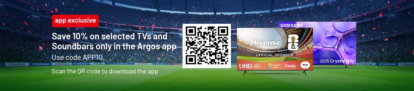 Save 10% on selected TVs and Soundbars only in the Argos app