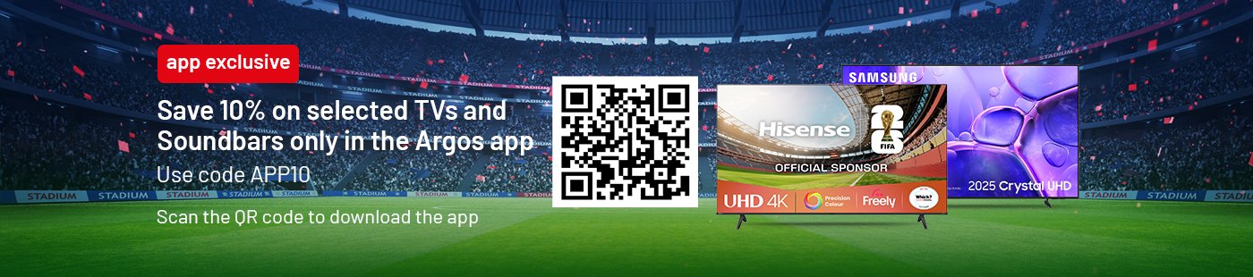 Save 10% on selected TVs and Soundbars only in the Argos app