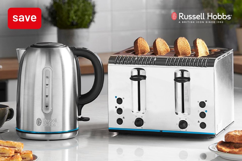 Big offers on household appliances. Save 20% on selected Russell Hobbs with code HOBBS20.