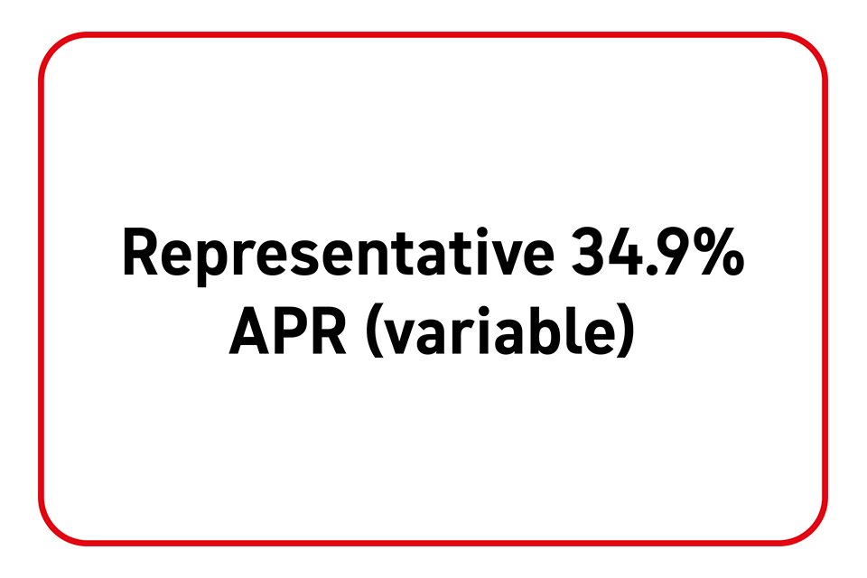 Representative 34.9% APR (variable)