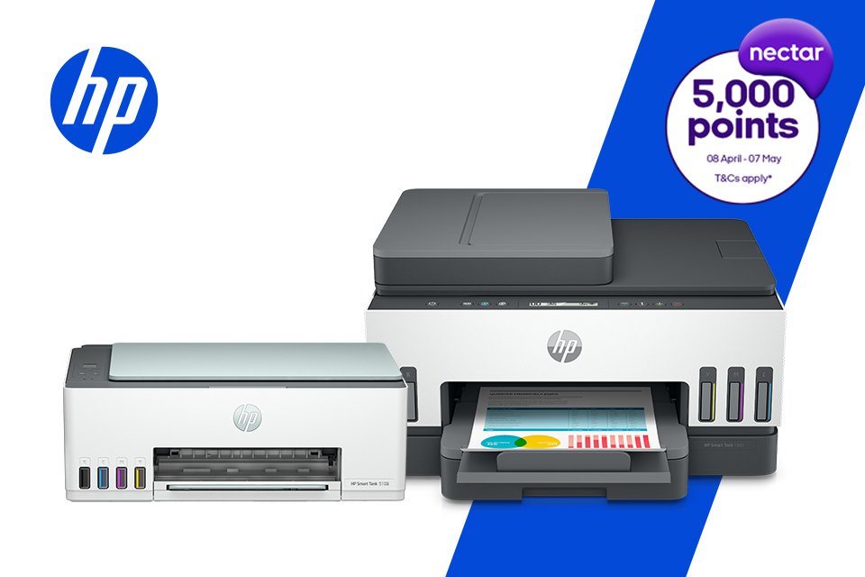 Get 5000 Nectar points. When you buy selected HP Smart Tank printers.