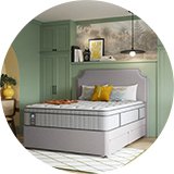 A bed with a Sealy medium firm single mattress.