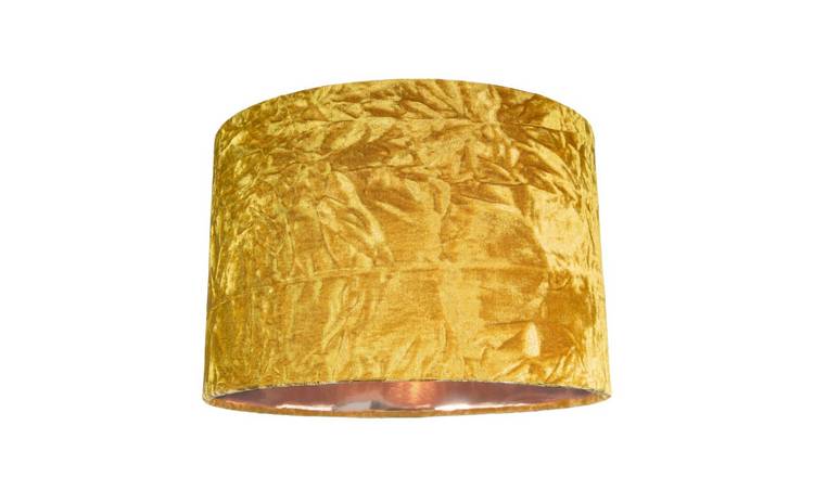 Happy Homewares Ochre Crushed Velvet with Copper Inner Lampshade - 30cm