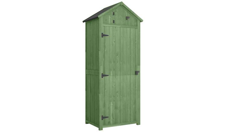 Outsunny Fir Wood Garden Storage Cabinet - Grey Green