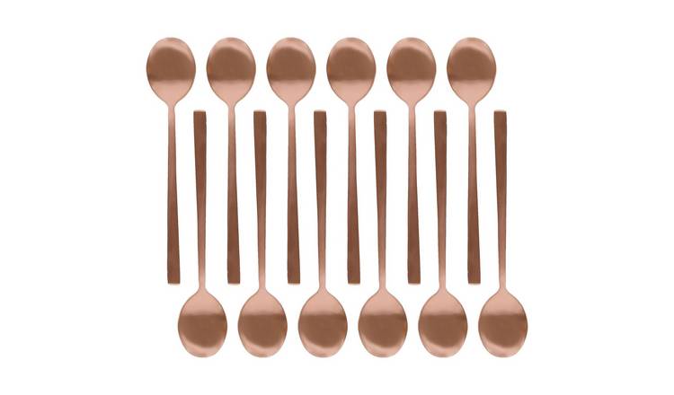 Argon Tableware Stainless Steel Teaspoons - Copper - Pack of 12