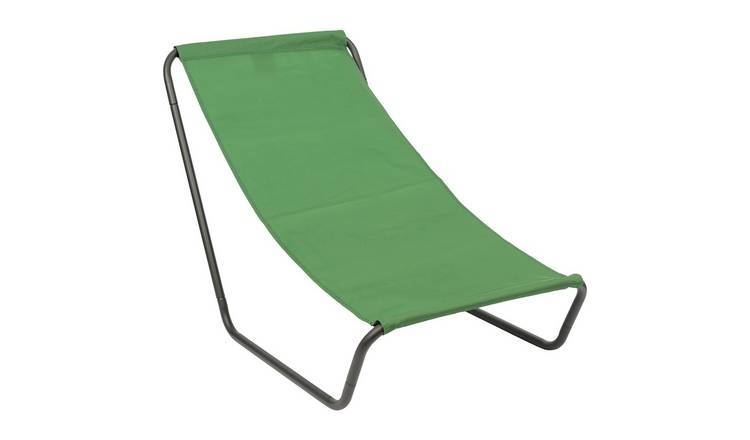 Harbour Housewares Folding Beach Lounger - Matt Black/Green