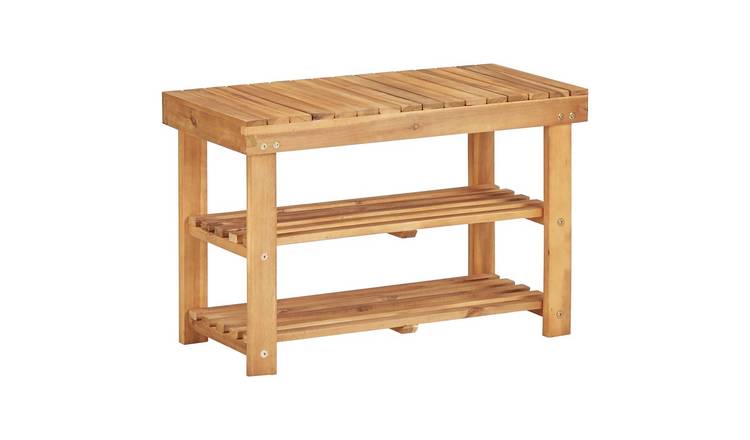 Walplus Acacia Wood Shoe Rack - Natural - 70 x 32 x 46 cm