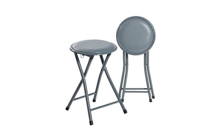 Harbour Housewares Padded Folding Stools - Grey - Pack of 8