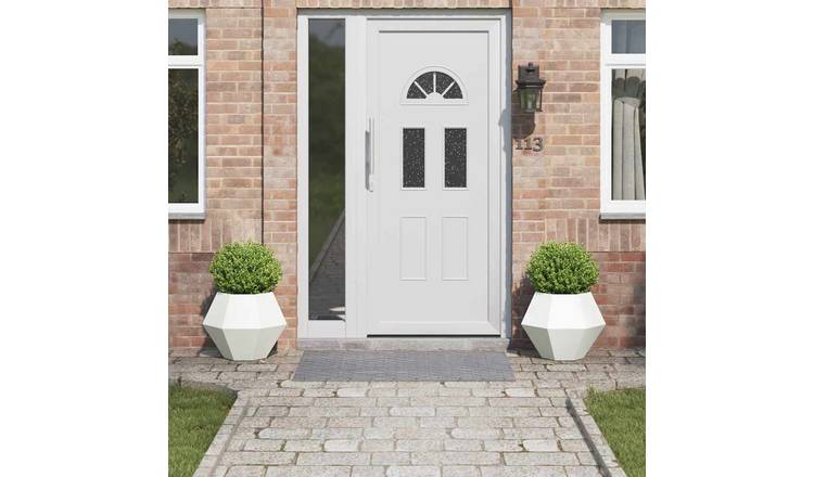 Walplus Pack of 2 Steel Garden Planter - White - 50 x 50 x 40 cm