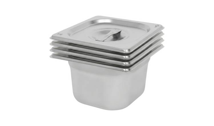 Argon Tableware Gastronorm Containers with Lids 1/6 - 1.5L - Set of 4
