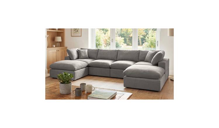 Artemis Home Cotleigh 6-Piece U-Shaped Modular Corner Sofa - Grey