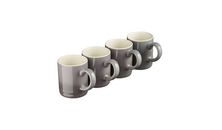 Cooks Professional Set of 4 Mini Stoneware Espresso Coffee Cups 100ml - Grey