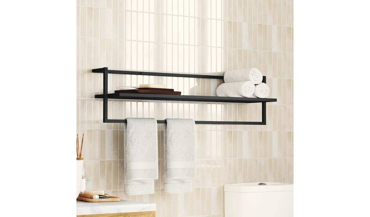 Walplus Iron Towel Rack - Black - 95 x 25 x 22 cm