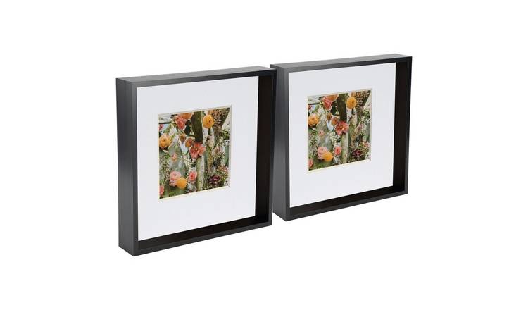 Nicola Spring 3D Deep Box Photo Frames - 10x10" with Mount - Black - Set of 2