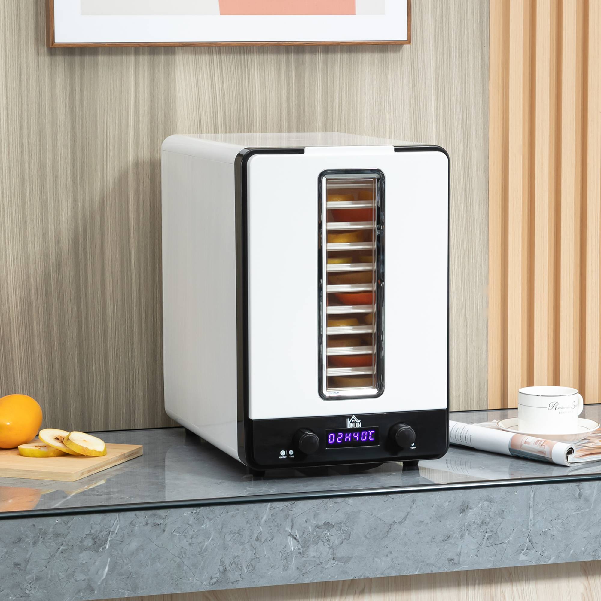 HOMCOM 11 Tier Food Dehydrator with Adjustable Temperature - White - Image 2