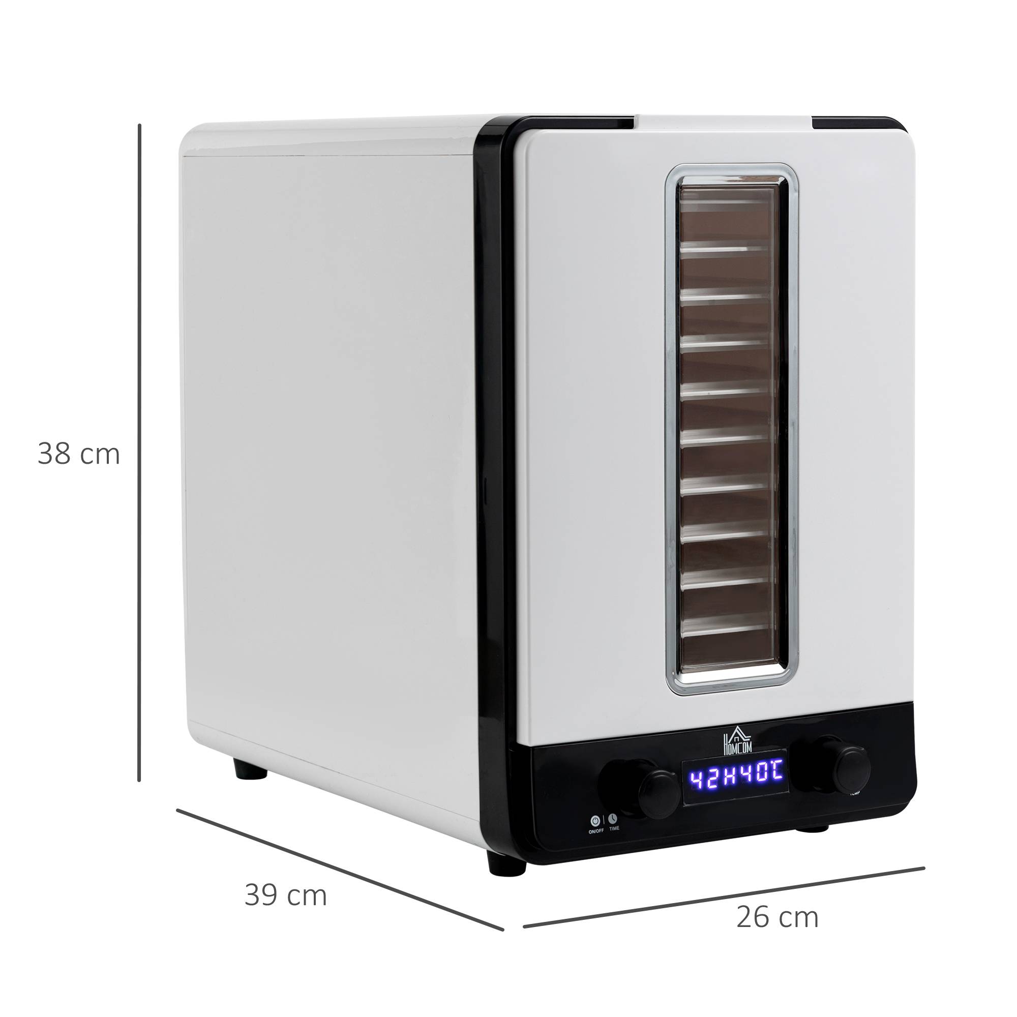 HOMCOM 11 Tier Food Dehydrator with Adjustable Temperature - White - Image 3