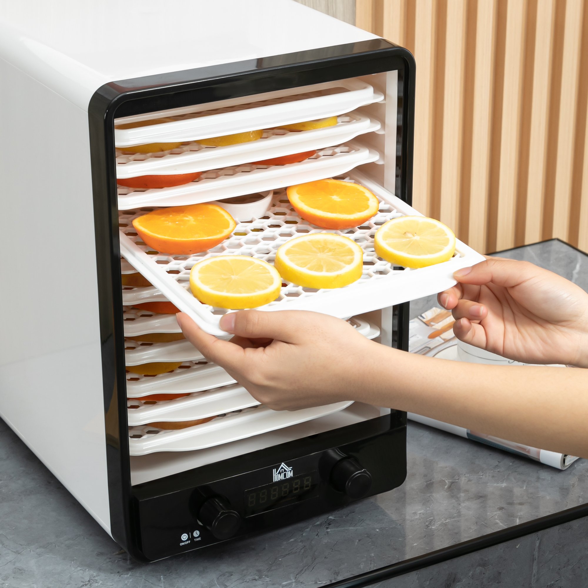 HOMCOM 11 Tier Food Dehydrator with Adjustable Temperature - White - Image 4