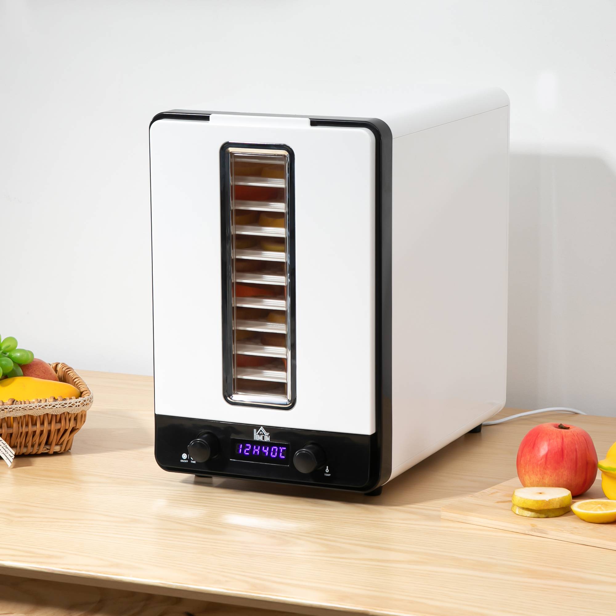 HOMCOM 11 Tier Food Dehydrator with Adjustable Temperature - White - Image 6