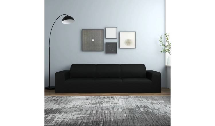 Walplus Polyester 4-Seater Stretch Couch Slipcover Jersey - Black