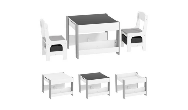 HOMCOM 3 in 1 Kids Table and Chairs Set for Nursery - Grey