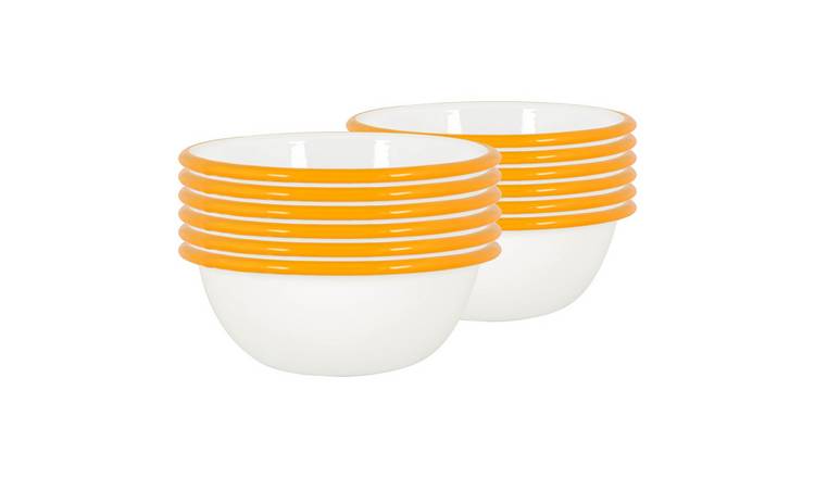 Argon Tableware White Enamel Bowls - Yellow - Pack of 12