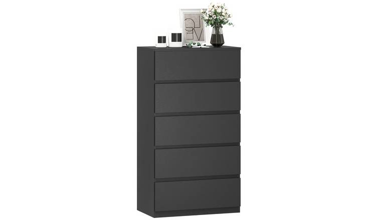 HOMCOM 5 Drawers Floor Tower Cupboard - Black