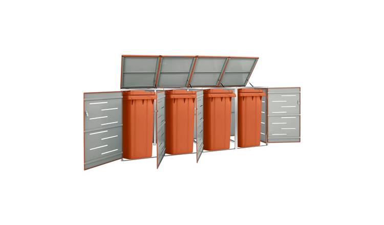 Walplus Quadruple Wheelie Bin Store - Orange - 276.5 x 77.5 x 112.5 cm