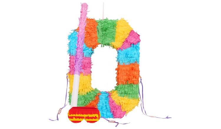 Fax Potato Number 0 Pinata Set with Stick & Blindfold - Pink Stick