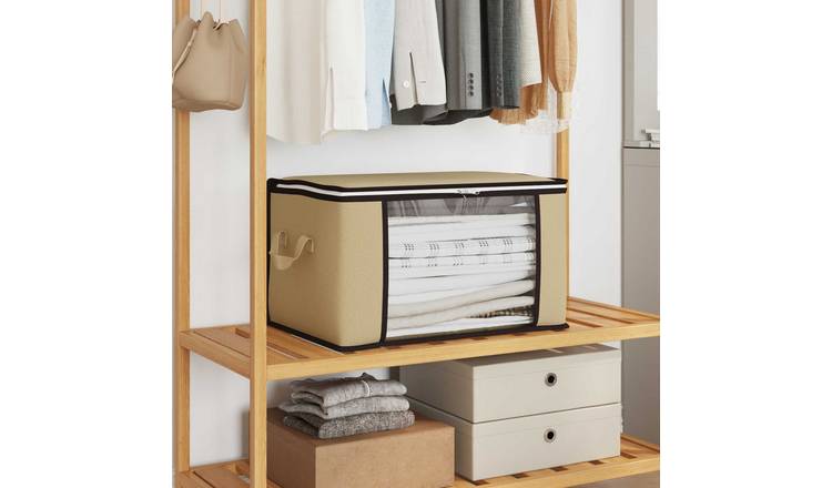 Walplus Fabric Storage Box with Side Window - Cream - 60 x 43 x 35 cm