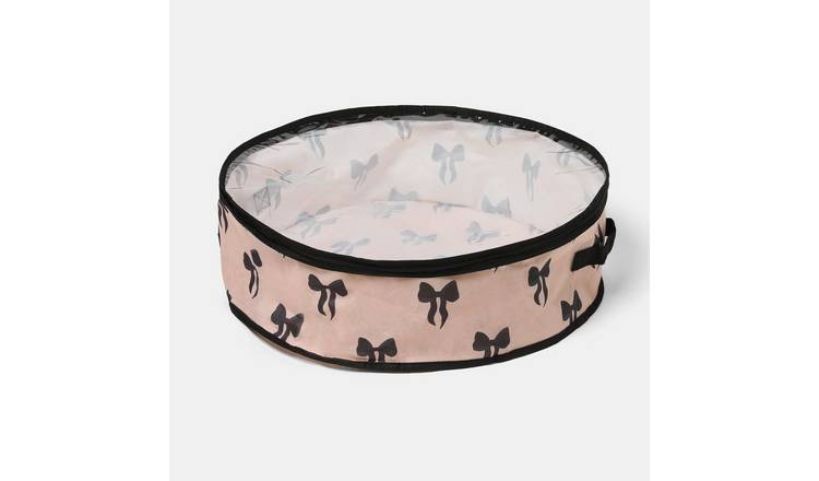 OHS Bow Print Christmas Wreath Storage Bag - Monochrome